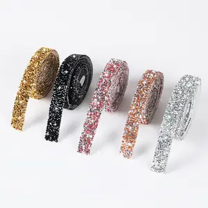 1 Yard Crystal Rhinestone Ribbon DIY Self-Adhesive Sparkling Rhinestone  Ribbon With Rhinestones for Wedding Clothes Accessories