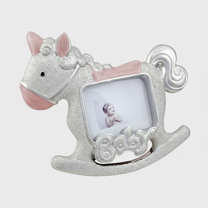 Cornice Portafoto in Plastica Rosa a Forma di Cavallo a Dondolo MM35X45 - Product Image 2