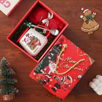 Mug en céramique mignon avec couvercle et cuillère pour les cadeaux de fête de Noël et d'anniversaire - Cadeau pour filles