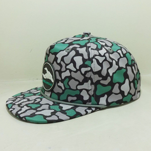 Gorra de béisbol con logotipo de parche de PVC de camuflaje de bosque personalizado de alta calidad, sombrero Snapback de 5 paneles, cuerda de ala para pesca al aire libre para hombres - Product Image 5