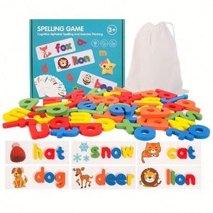 Juego de deletrear palabras Montessori 2022, 26 letras del alfabeto inglés, juguete educativo temprano de madera para niños, material didáctico. - Product Image 1
