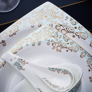 ชุดอาหารค่ำเซรามิกประดับทองคำระดับไฮเอนด์ ชุดภาชนะกระเบื้องพอร์ซเลนเนื้อละเอียดสำหรับงานเลี้ยง คุณภาพสูง ยั่งยืน - Product Image 2