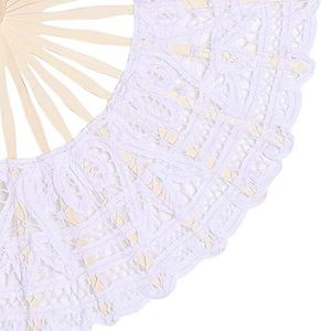 Éventail en dentelle 100 % coton fait main, 27 cm, 13 couleurs au choix, style fée en bambou sculpté, pour décoration de Noël (vente en gros) - Product Image 3