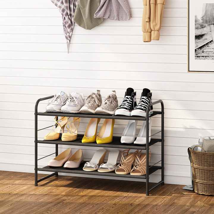 3-tier Stackable Shoe Rack - Expandable & Adjustable Storage