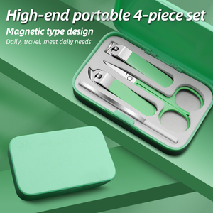 4 Piece Magnetic Nail Clipper Set Stainless Steel <b>Manicure</b> Pedicure <b>Kit</b> with Mirror Case for Travel - Product Image 5