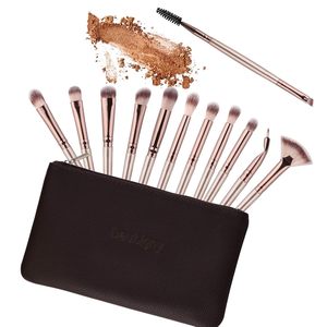 <span class=keywords><strong>Daubigny</strong></span> – Ensemble de 12 pinceaux de maquillage professionnels en fibres synthétiques pour le visage et les yeux, couleur champagne, pour fard à paupières, sourcils et liquides, à tête plate - Product Image 3