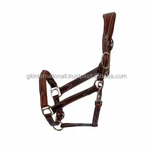Licol en cuir anglais extra confortable de qualité supérieure en cuir de selle marron et noir de La Havane avec quincaillerie réglable - Product Image 1