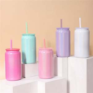 Ready to Ship Colorful Blank 16Oz Neon Colored Plastic Cans <b>With</b> Plastic <b>Lids</b> for UV DTF Wraps - Product Image 6