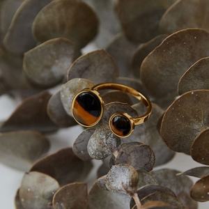 แหวนดีไซน์กันน้ำ ไม่ก่อให้เกิดอาการแพ้ ไม่หมอง ทำจากสแตนเลสสตีล ชุบทอง 14k 18k ประดับด้วยหินตาแมว สำหรับผู้หญิง - Product Image 3