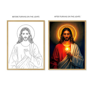 DIY Custom pittura a LED di notte luce di Gesù lampada 4D struttura di Cristo decorazione religiosa regalo cristiano per camera da letto soggiorno parete di casa - Product Image 2