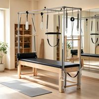 Cama de Pilates Profesional de Madera de Roble con Torre de Acero Inoxidable Completa y Sistema de Resortes Multinivel
