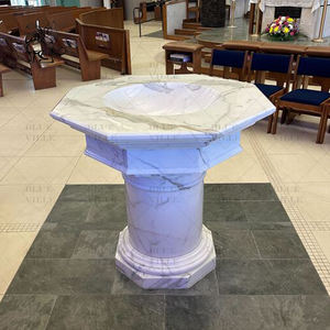 Fontaine à eau bénite en marbre blanc naturel, style moderne, catholique, religieuse, pour l'autel de l'église, baptême, à vendre - Product Image 1