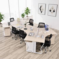 Bureau informatique moderne et durable pour trois/six personnes, avec écran combiné amovible, boîte à câbles, en PVC et MDF, pour usage commercial et de bureau