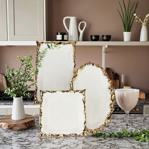 Hot bán thân thiện với môi gốm bát canh Set vàng rim Đảng đa-kích thước tấm món ăn nhà bếp màu Trắng Bộ đồ ăn - Product Image 3