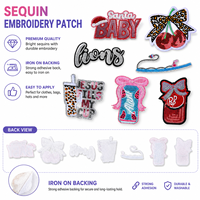 Patch brodé personnalisé à sequins, thermocollant, pour vêtements, sacs et chapeaux