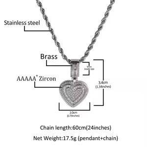 UWIN Hip Hop corazón joyería conjunto chapado en <span class=keywords><strong>oro</strong></span> CZ Bling forma <span class=keywords><strong>de</strong></span> corazón Material <span class=keywords><strong>de</strong></span> latón <span class=keywords><strong>para</strong></span> Mujeres Hombres raperos <span class=keywords><strong>joyas</strong></span> - Product Image 3