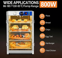 Chauffe-Plats Commercial à 3 Niveaux, Chauffe-Pizza, Vitrine Chauffante avec Éclairage LED