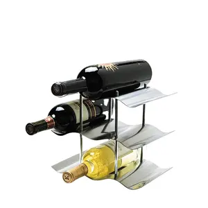 3-Tier 6 bottles wine accessories stack table organizer metal wine bottle rack stainless steel wine bottle holder