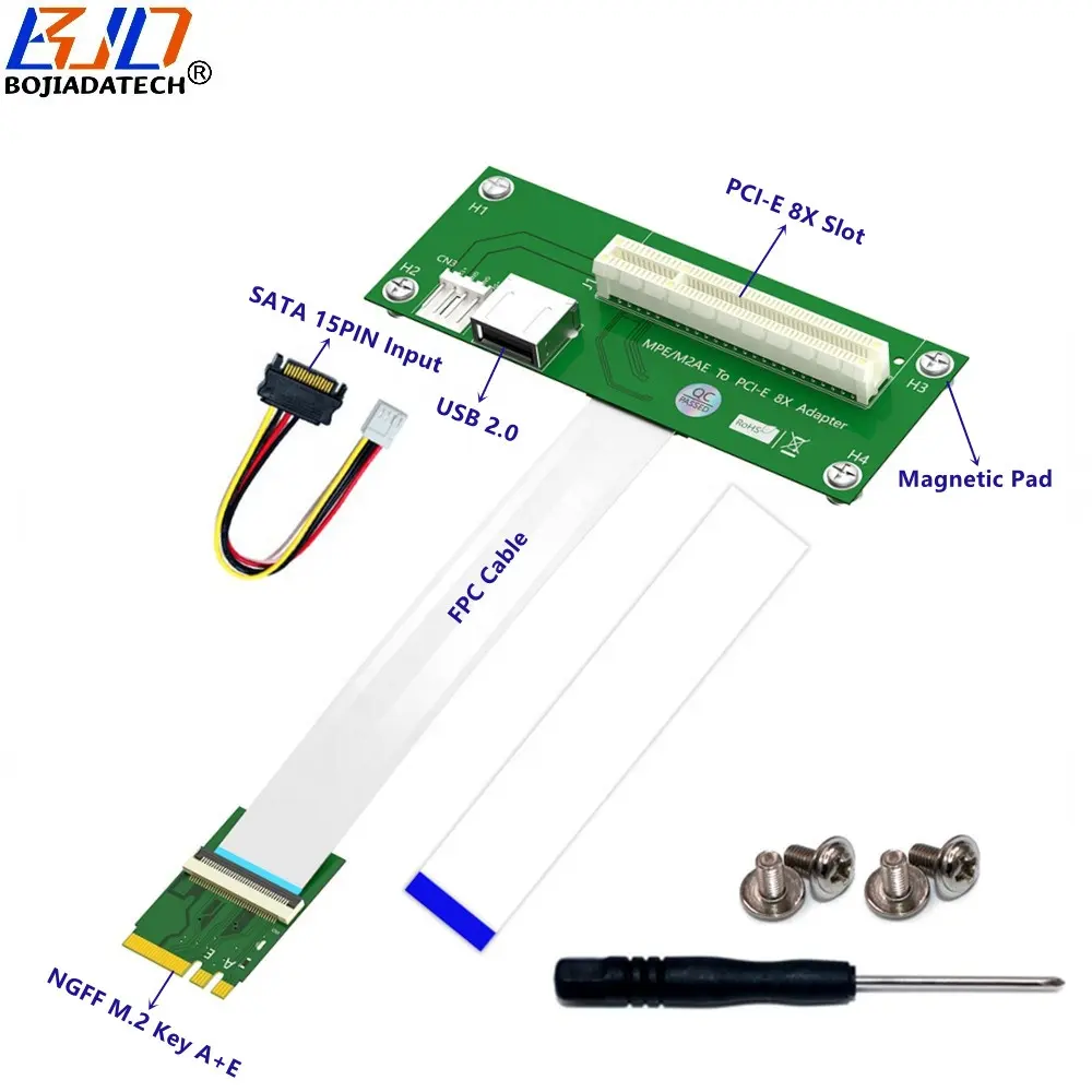 Verticale pci-E 8X Slot + connettore USB2.0 A NGFF M.2 chiave A + E adattatore adattatore Pad magnetico con cavo FPC ad alta velocità