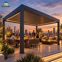 Pergola d'extérieur à lames orientables avec option LED pour l'ombrage, idéale pour les centres de villégiature, les lieux de mariage, les cours en bord de lac - Vente en gros