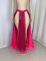 Nouvelle conception de jupes longues fendues à sequins pour la danse du ventre, robe sexy de danse du ventre, costume pour femmes, robe d'entraînement, vêtements de scène