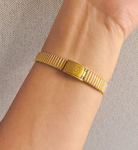 Đồng hồ đeo tay nữ thạch anh mạ vàng 23K chính hãng nguyên bản thời trang hình bầu dục đa giác - Product Image 2