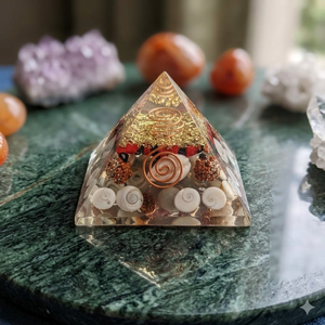 Pyramide d'orgone en cristal faite à la main, sculpture de yantra sculptée en pierre précieuse, décoration porte-bonheur, cadeau - Product Image 3
