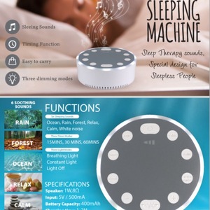 Macchina per altoparlanti a rumore bianco per bambini con USB ricaricabile spegnimento temporizzato per bambini suonatore di suoni per sonno notturno con <span class=keywords><strong>Timer</strong></span> per luci notturne - Product Image 5