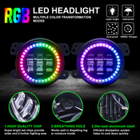 Haute qualité Multi couleurs 4 ''pouces Rgb Led antibrouillard conduite lumière avec contrôle Bluetooths pour Jeep JK JL Gladiator
