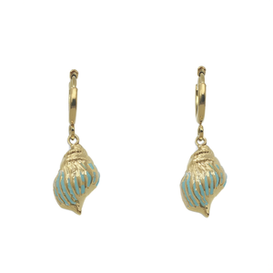 Boucles d'oreilles pendantes tendance en acier inoxydable 316L plaqué or PVD, design coquillage, bijoux durables et résistants - Product Image 2