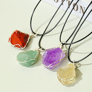 Gran oferta, collar con colgante de piedra de cristal de amatista Natural para mujer, joyería de piedras preciosas en bruto envuelta en alambre de mano, abalorios artesanales irregulares - Product Image 3