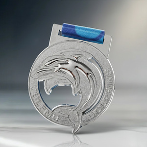 Medallas Deportivas Multiplaca con Figura de Delfín Saltando en 3D, Diseño de Medalla de Natación para Premios de Competición de Natación - Product Image 4
