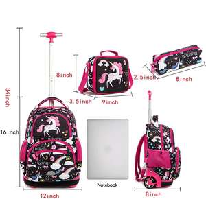 Sacoche <span class=keywords><strong>licorne</strong></span> 3 pièces avec fermeture éclair et <span class=keywords><strong>roulettes</strong></span> Sac <span class=keywords><strong>à</strong></span> dos scolaire <span class=keywords><strong>à</strong></span> <span class=keywords><strong>roulettes</strong></span> Sac <span class=keywords><strong>à</strong></span> dos <span class=keywords><strong>à</strong></span> <span class=keywords><strong>roulettes</strong></span> pour garçons et filles - Product Image 2
