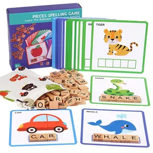 Lettere in legno gioco di parole di ortografia educazione precoce dei bambini apprendimento parola inglese giocattoli coordinati