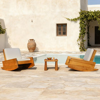 Fauteuil à bascule en bois massif, chaise longue de balcon, chaise de loisirs décontractée, style bohème vintage, pour maison d'hôtes, terrasse extérieure, canapé détachable