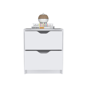 Comodino Gandu con due cassetti, finitura bianca, mobiletto per camera da letto - Product Image 5