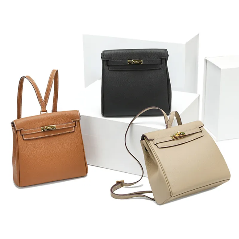 Women's fashion backpack purse genuine leather satchel handbag daily pack