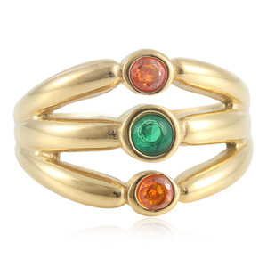 yunnique <b>Titanium</b> Steel Hollow Gemstone <b>Ring</b> Gold Bezel Setting Unisex Fashion Jewelry 210136 - Product Image 1