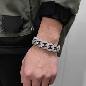 Genuine 18K Dipped 20mm Dome Bubble Moissanite Cuban Bracelets S925 Silver Ice Flooded <b>Set</b> Hip Hop Custom Fine Jewelry B2B OEM - Product Image 2