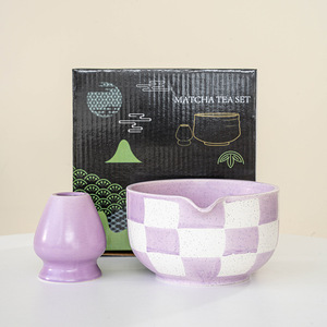 Bol à Matcha de grande capacité en céramique lisse PC motif à carreaux résistant aux hautes températures pour le service du <span class=keywords><strong>thé</strong></span> outil de cérémonie du <span class=keywords><strong>thé</strong></span> - Product Image 6