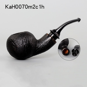 Muxiang Wooden Tobacco Pipe Bent Type Handmade Solid Briar Wood With Vulcanized Rubber Mouthpiece - Product Image 4