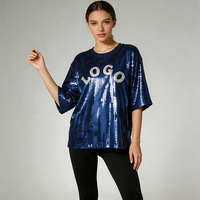 T-shirt OEM pour femme avec sequins, uniforme de pom-pom girl, logo d'équipe, pour la danse, le basketball, l'école, tenue scintillante
