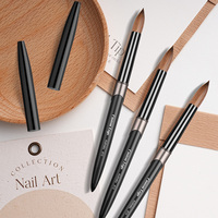 Pinceau à ongles professionnel 100 % Kolinsky personnalisé en usine, virole noire, pour salon de manucure, pinceau acrylique