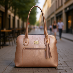 Sac à main en cuir rose doré pour femme Fana Idalia, avec chaîne, motif Saffiano, pour usage quotidien - Product Image 2