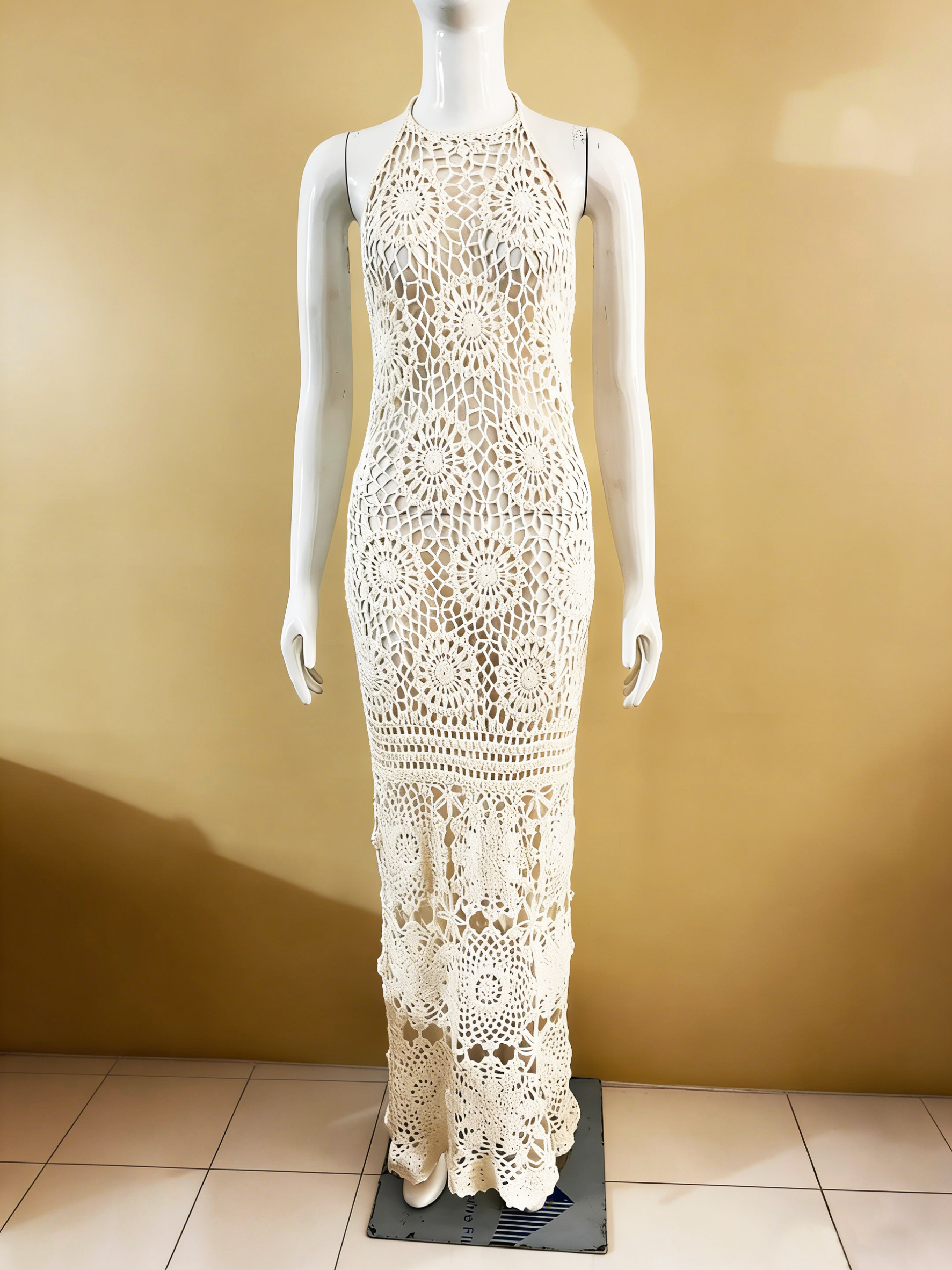 Wholesale Crochet Halter Maxi Dress Comfortable Breathable Fabric |  Alibaba.com