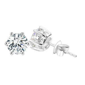 Pendientes de Plata de Ley 925 con Moissanita, Chapados en Oro, con Forma de Flor, para Bodas, Fiestas y Regalos - Product Image 1