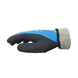 Găng tay chống lạnh 15g polyester màu xanh bên ngoài + 7g lớp lót Acrylic màu xám, phủ latex màu xanh đầy đủ, ngón tay cái cát đen, màn hình cảm ứng En 388 - Product Image 5