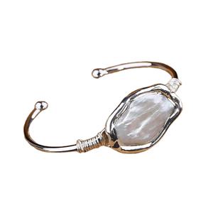 Braccialetto aperto fatto a mano per le donne alla moda perle bianche perline su filo di rame per adolescenti regalo gioielli Dropship - Product Image 1