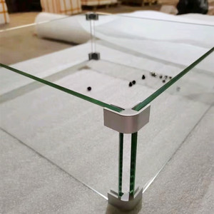 Pare-vent en verre pour table de foyer, épais et robuste, avec support d'angle en aluminium dur et pieds en caoutchouc, panneau en verre trempé - Product Image 6