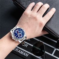 Montres pour hommes Megir 2081, marque originale, montres à quartz en cuir pour hommes, grande taille, montre chronomètre de luxe à la mode pour homme